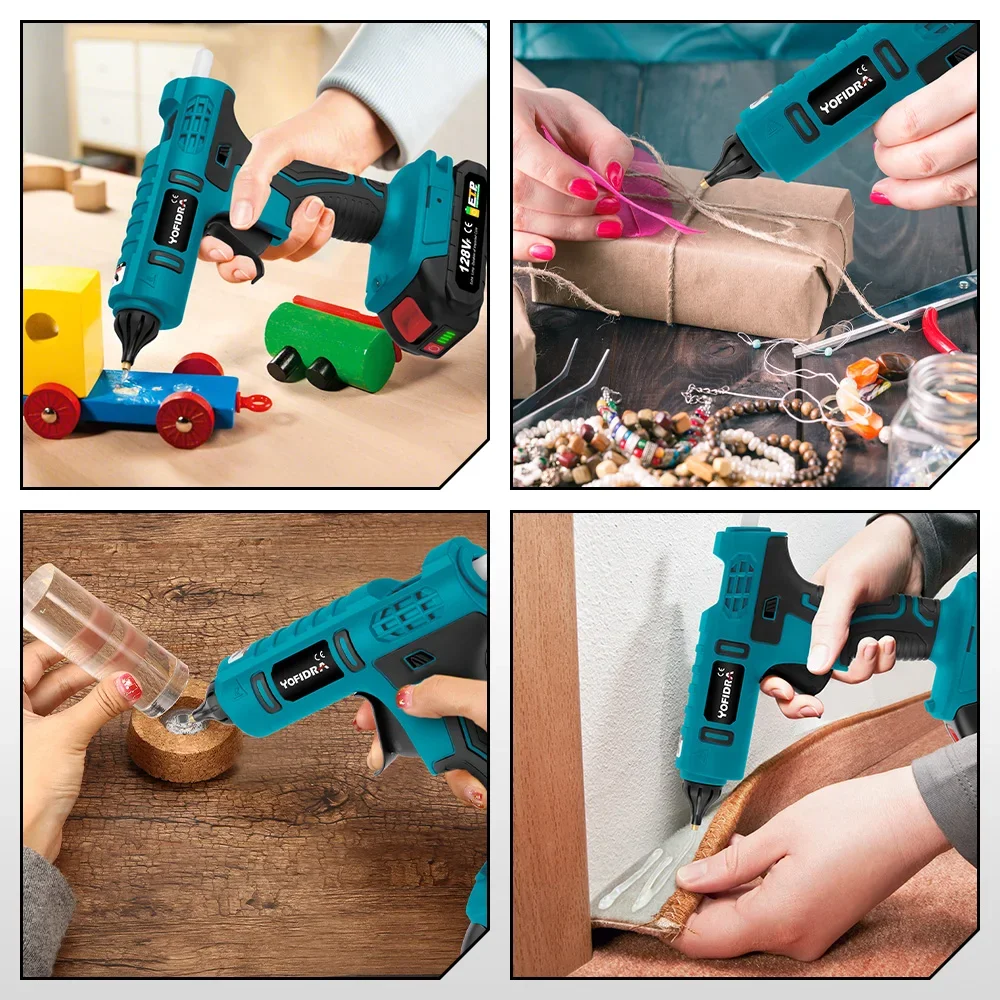 Yofidra 100W Hot Melt Glue Gun Cordless 10PCS 11mm Glue Stick For Makita 18V Battery