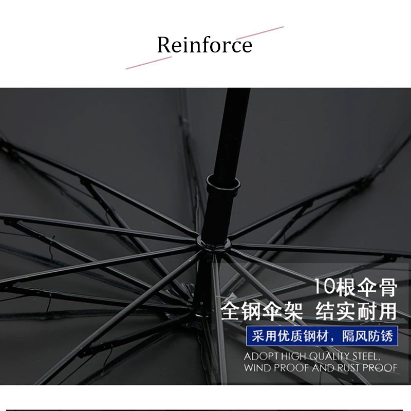 152CM Top-quality Umbrella Men Rain Woman Windproof Large Paraguas Male Women Sun 3 floding Big Umbrella Outdoor Parapluie