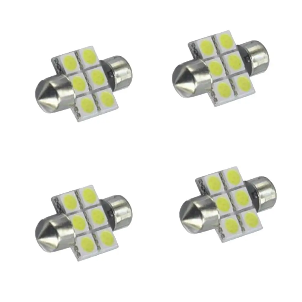 

4 Pieces 31mm 6SMD 5050 Festoon Dome LED Bulbs DE3175 DE3021 DE3022 Pure White