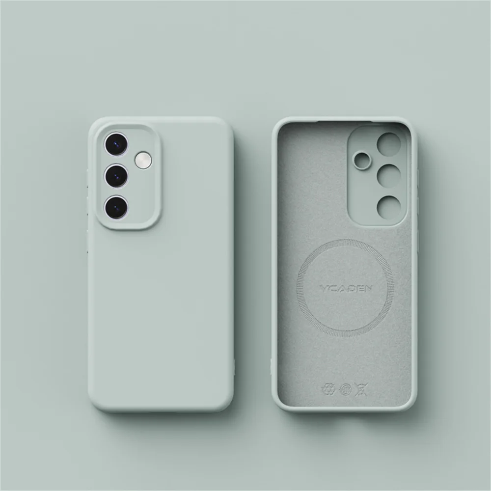Enhanced Liquid Silicone Magnetic Case with Built-In Flock Cover - Wireless Charging Compatible