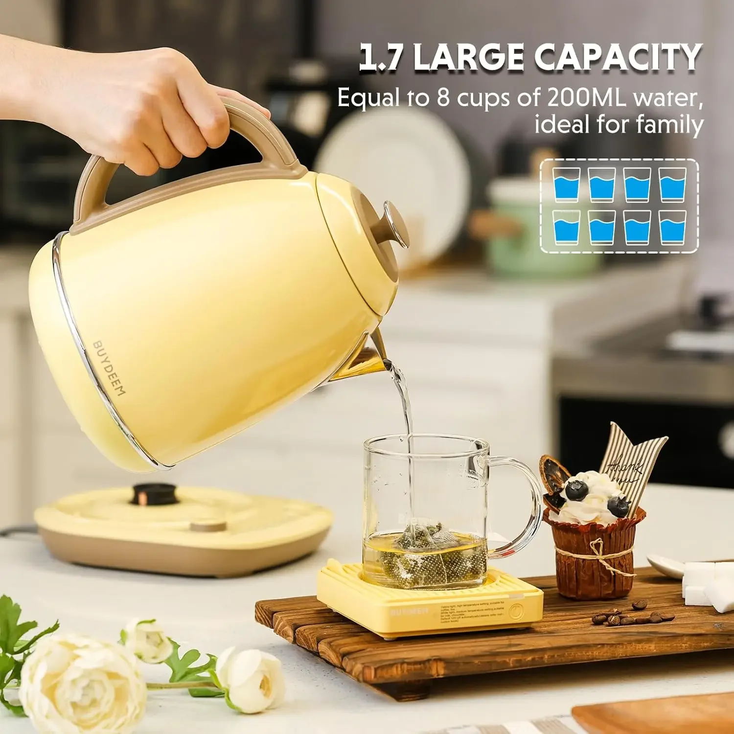 K740 Electric Kettle with Temperature Control, 12H Keep Warm, Quick Boil, Stainless Steel Hot Water Boiler for Tea Coffee Milk 2