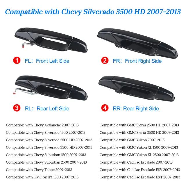 Chrome Door Handle Replacement Chrome Door Handle – Front Left Side For
