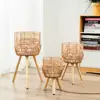 Flower Stand Good Supporting Drop-resistant Imitation Rattan Flower Shelf High Foot Free Standing Bonsai Rack Living Room Supply 2