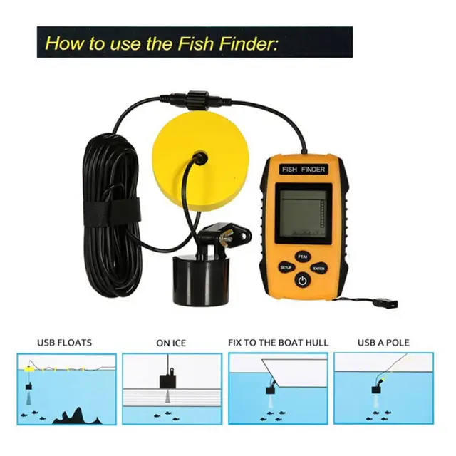 Set shoal detector eco friendly plastic professional digital display fishing tool fish finder for household