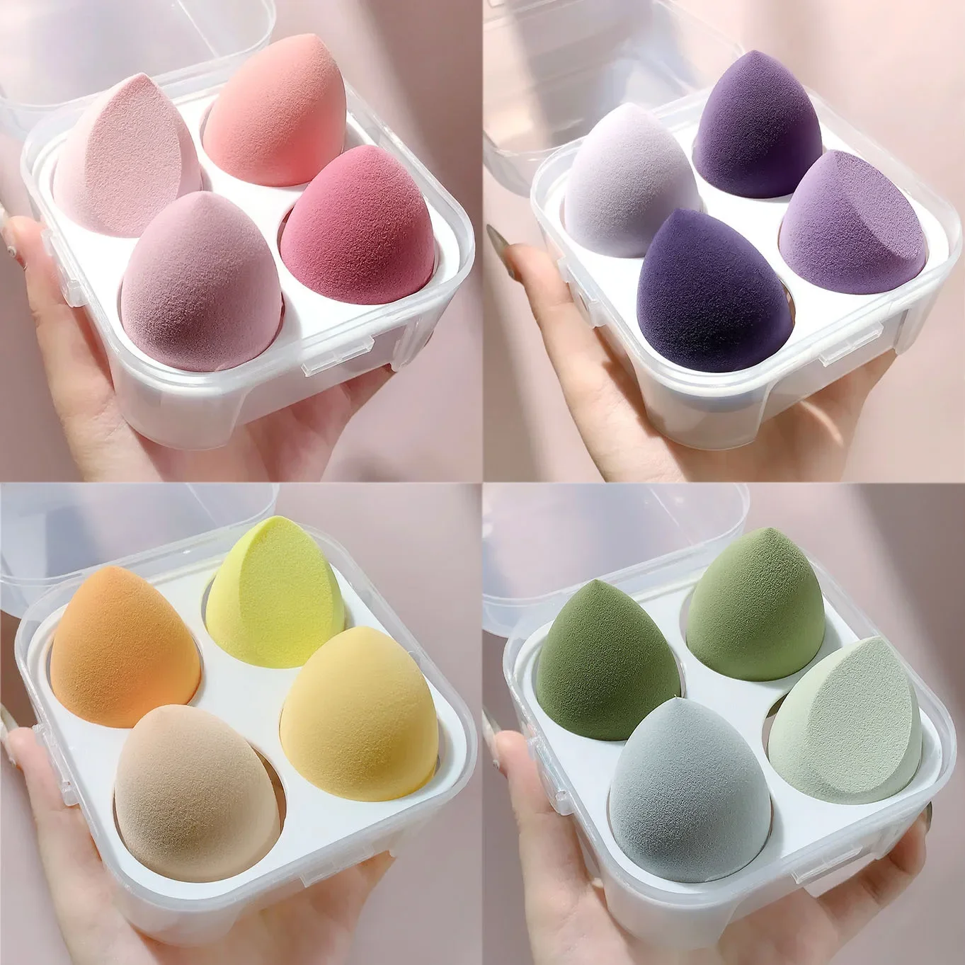 

4pcs Makeup Sponge Blender Egg Cosmetic Soft Foundation Sponges Powder Puff Women Make Up Accessories Beauty Tools