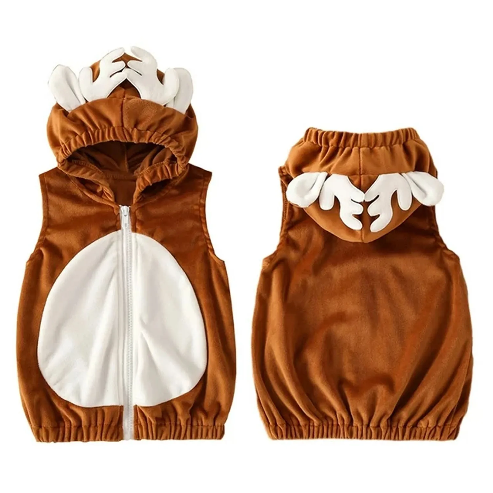 

Christmas Cross Border Children'S Wear New Deer Head Spliced Zipper Plush Sweetheart Clothing Sets For Children Girl Clothes