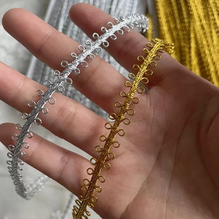 Lace Ribbon 10 Meters Gold Silver Braid Cosplay Costume Performance Stage Decoratiove DIY Sewing Apparel Edge Fabric