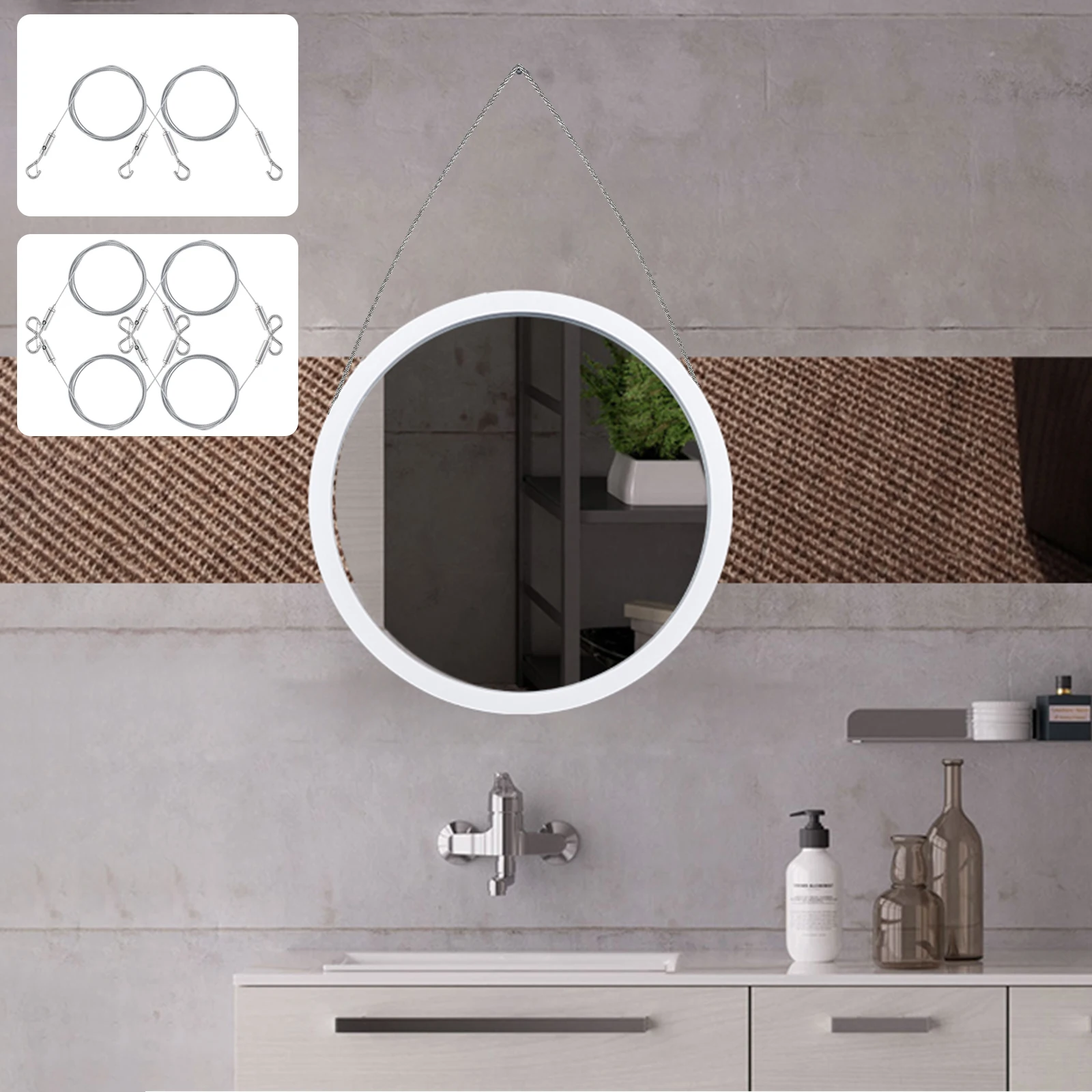 

2/4Pcs Adjustable Picture Hanging Wire Stainless Steel Wire Rope Heavy Duty Mirror Frame Hanging Wire LED Screen Support Wire