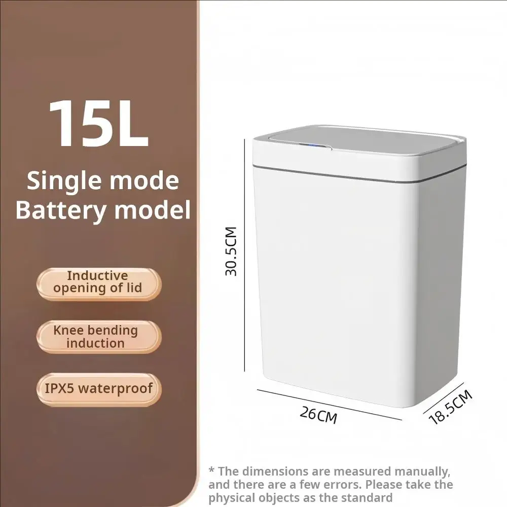 Touchless Smart Sensor Trash Can - 15L Automatic Bagging Electronic Bin in White