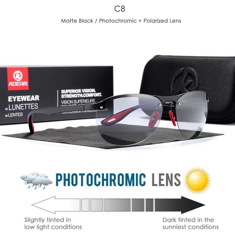 Rimless Oval Men's Polarized Sunglasses with TR90 Frame & Soft Rubber Tips