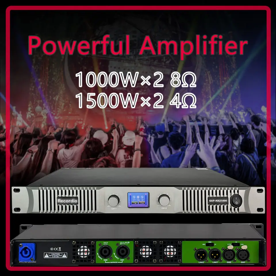GAP-NX21000 Recordio 디스코 야외 콘서트 용 고품질 전력 증폭기 전문 디지털 앰프 전력 증폭기