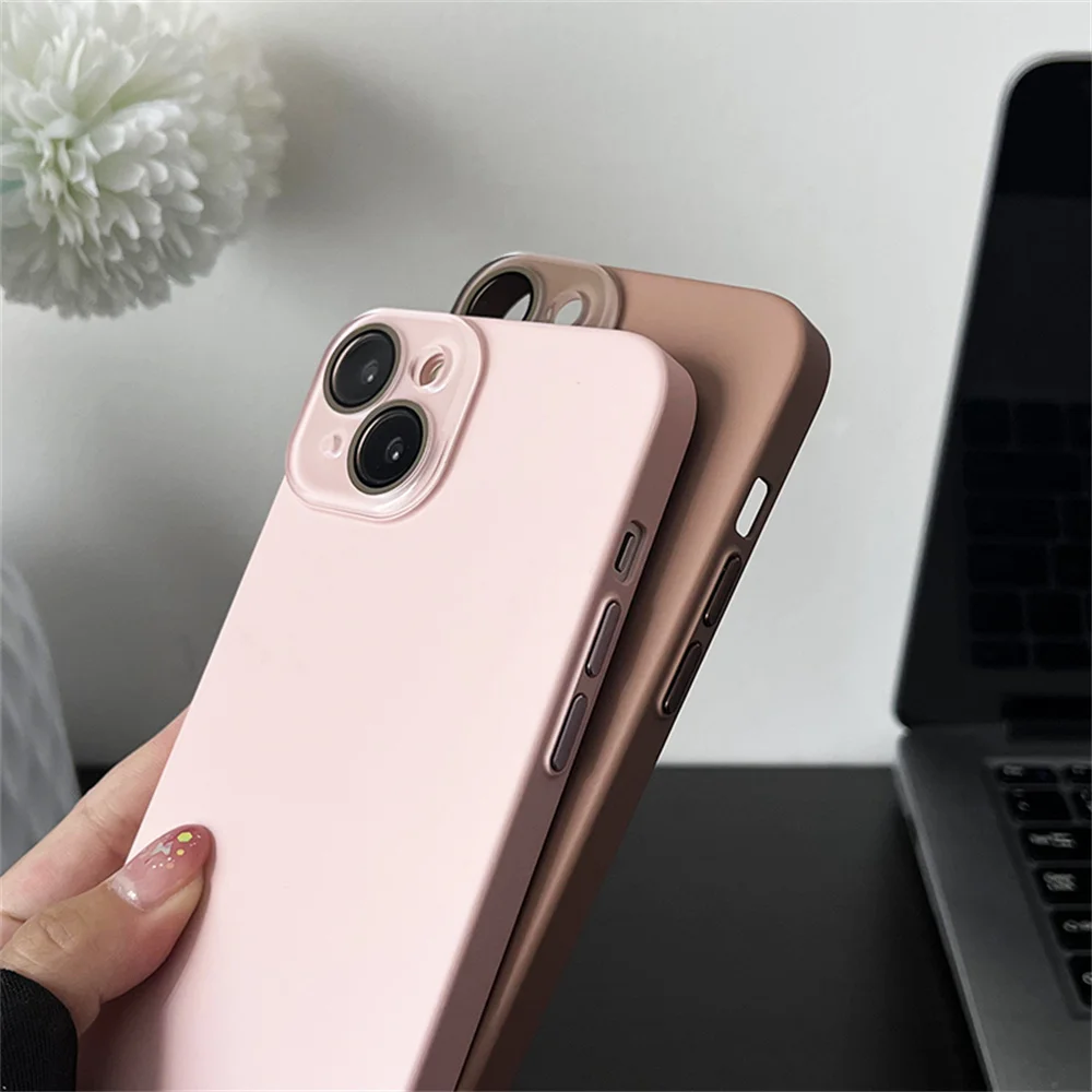 Ultra Slim Hard PC Case For iPhone 15 14 13 Pro Max Plus 12 11 Solid Color  Camera Film Protection Luxury Cover for iPhone 15Pro - AliExpress