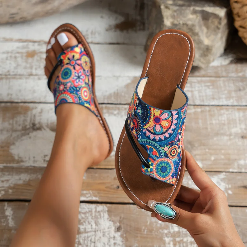Women Flip Flops Bohemian Flat Shoes for Women Summer Fashion Clip Toe Gladiator Slippers Female Plus Size Soft Beach