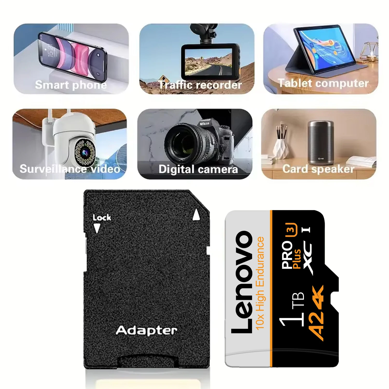 레노버 128GB 256GB 512GB SD 메모리 카드 클래스 10 고속 플래시 카..