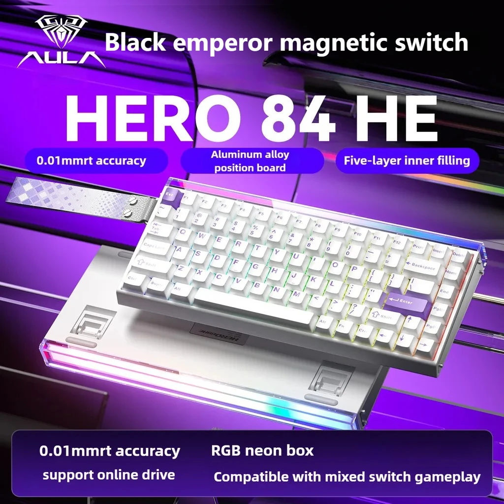 AULA HERO84 HE 磁気キーボード有線 RGB ラピッドトリガー 8K