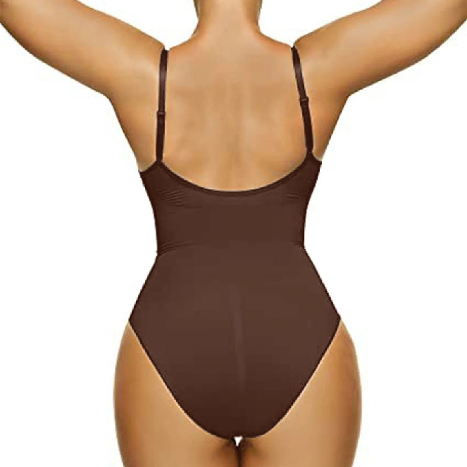 New Women V Neck Spaghetti Strap Bodysuits with Padded Body Suits Open Crotch Shapewear Slimming Body Shaper Smooth Out Bodysuit