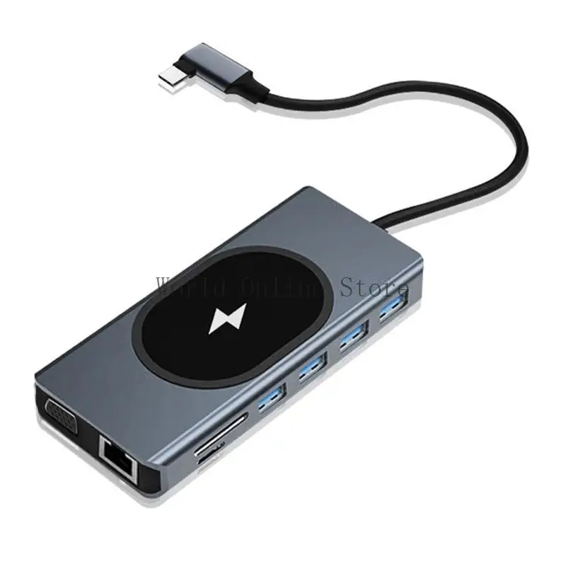 2개의 호환 출력, 이더넷, USB 연결 및 전원 충전 기능을 갖춘 휴대용 USB C 허브 87HC