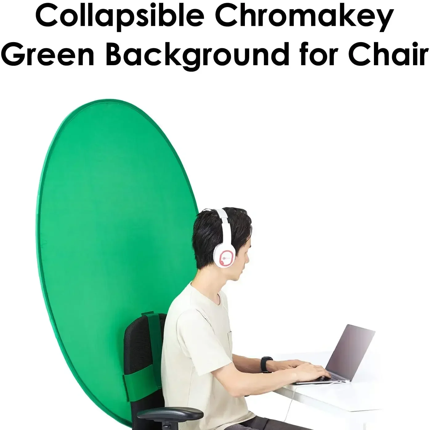 TENWISH Chroma Key Green Screen on Chair for Video OBS Live Zoom Webcam Meeting Conference Youtube Virtual Background
