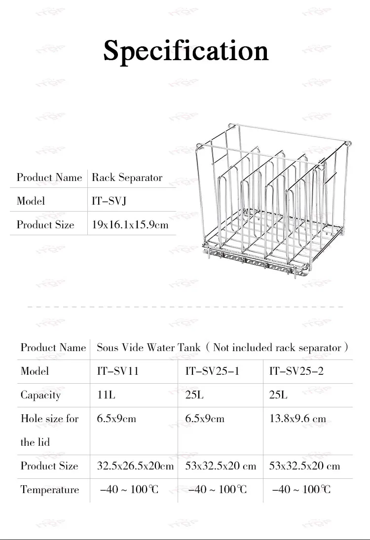 Description Picture 4 of item11L/ 25L Container For Sous Vide Cooker Machine Food Grade PC Material Heat Insulation Stainless Steel Sous Vide Rack
