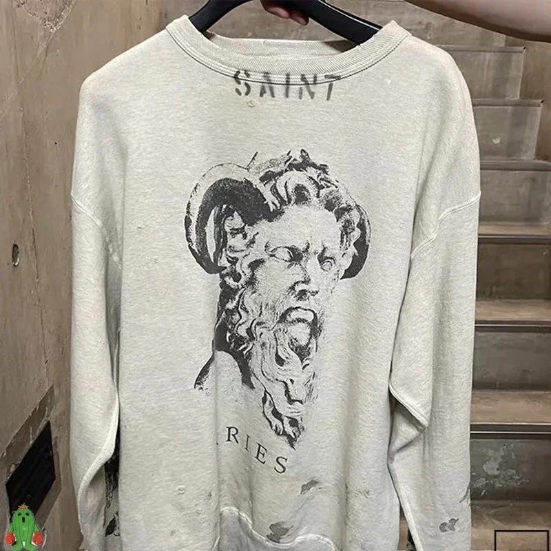 

Beige Do Old Saint Michael Hoodies Sweatshirts High Quality Print Men Women Couple Fashion All-match SAINT Long Sleeve Pullover