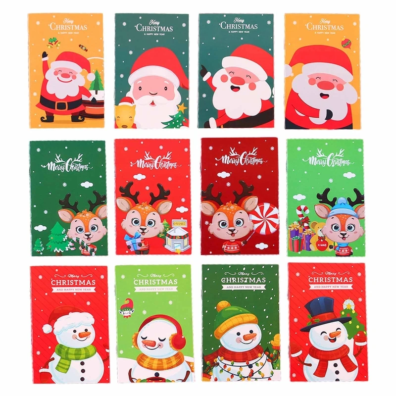 

2022 New 10Pcs Cartoon Christmas Notebooks Lined Small Notepads Christmas Party