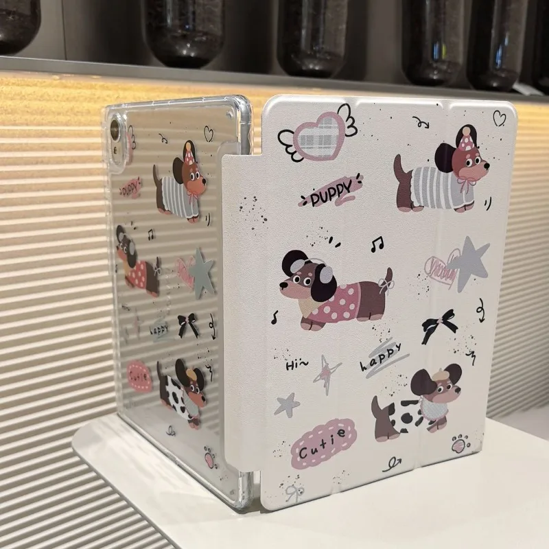 Cartoon Puppy Smart Tablet Case with Pencil Holder & Stand