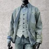 Amekaji Wear Clothes Men Blue Dyed Denim Robe Jacket Cardigan Coat Retro Washed Dyed Distressed 1