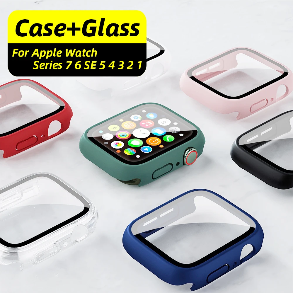 Full Cover Case For Apple Watch Series 7 SE 6 Protector Accessories Apple Watch Case 7 SE 6 Case For Apple Watch Screen Film iphone se wallet case