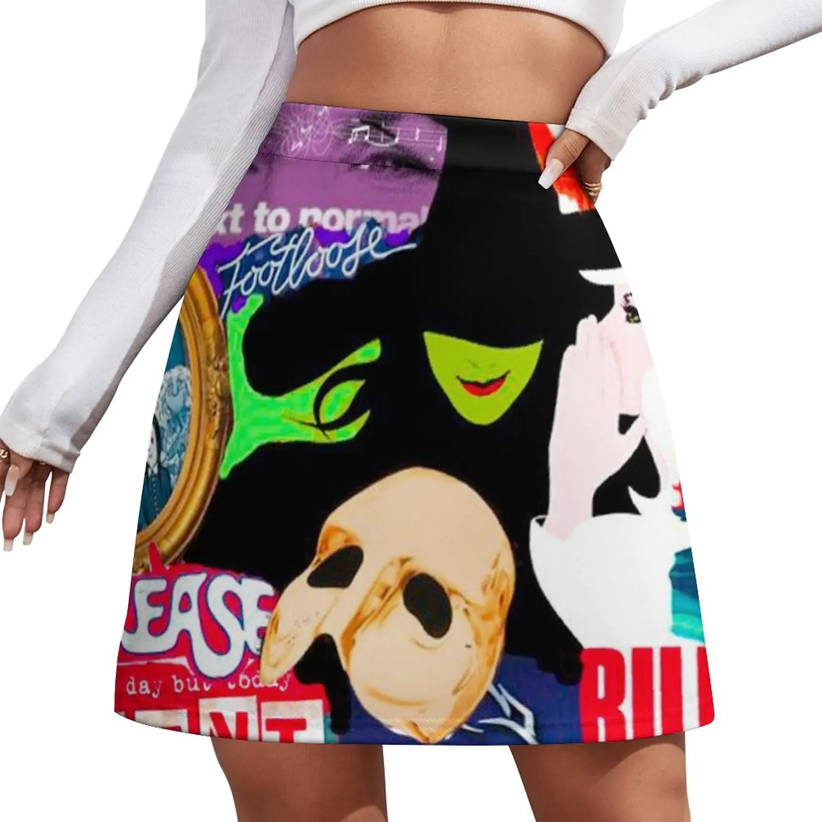 Broadway Musical Collage Mini Skirt chic and elegant woman skirt women's summer clothing 2024 50pcs pack self adhesive mini book washi paper diy decor stationery scrapbooking collage vintage material paper sticker book