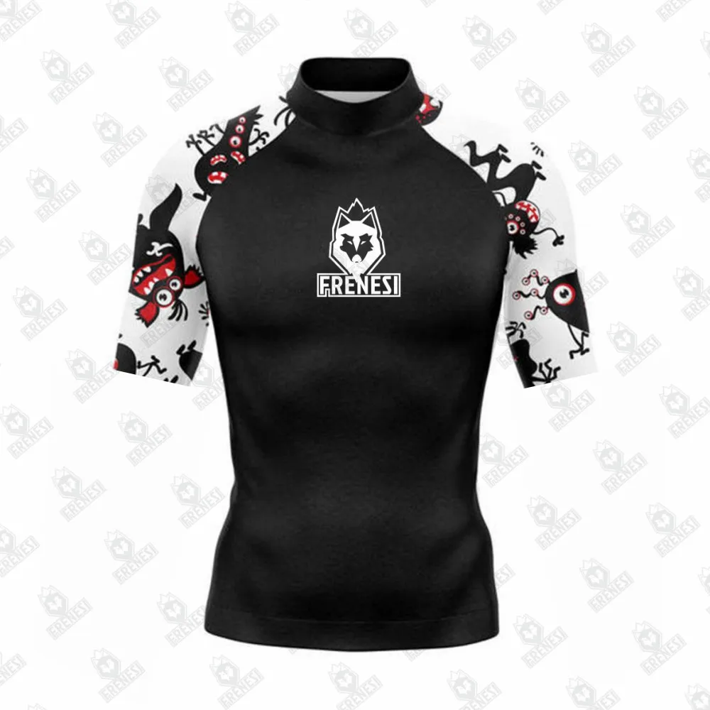 Men Short Sleeve Rashguard T Shirt Swimsuit Beach Tight Swimming Suit Beach Diving Swimwear Frenesi Summer Surf Rashguard