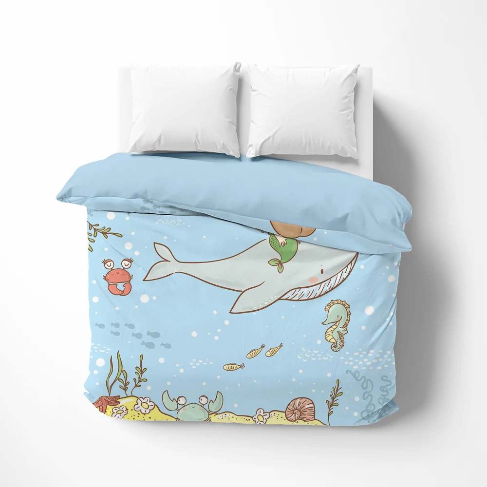 

Cartoon whale Linens Duvet cover Quilt/Blanket/Comfortable Case Luxury Bedding 140x200 bedrooms for kids baby child seabed