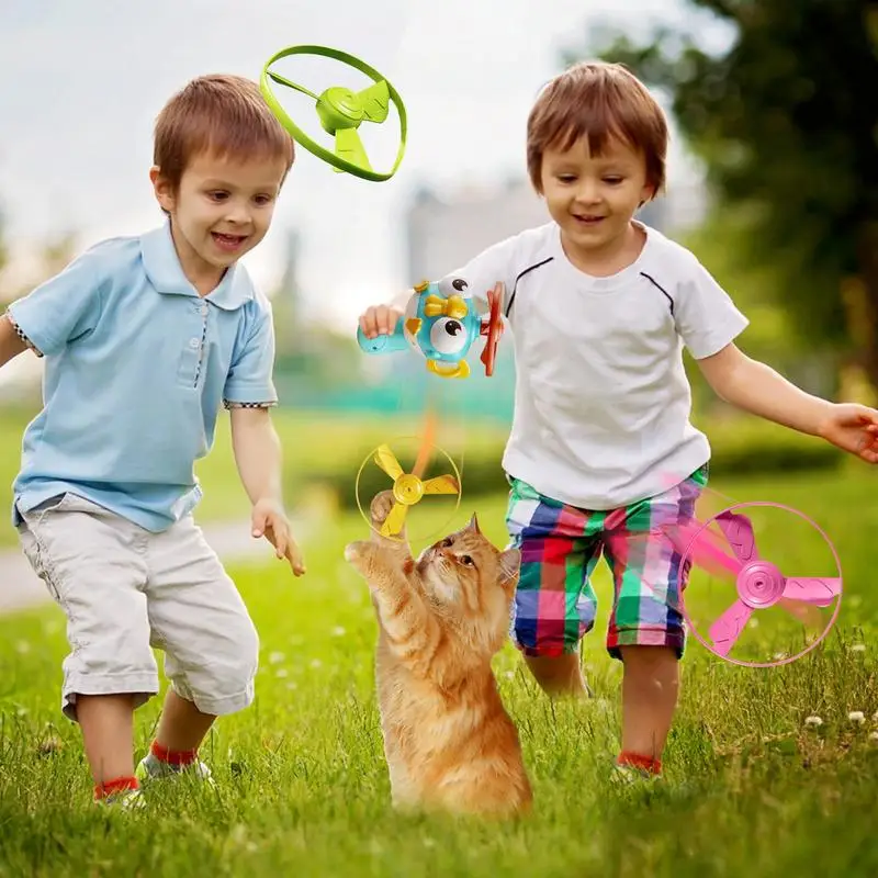 Flying Disc Launch Toy Flying Saucer Playset Backyard Games Interactive Catching Outdoor Toys With Spinners Sports Outside Games