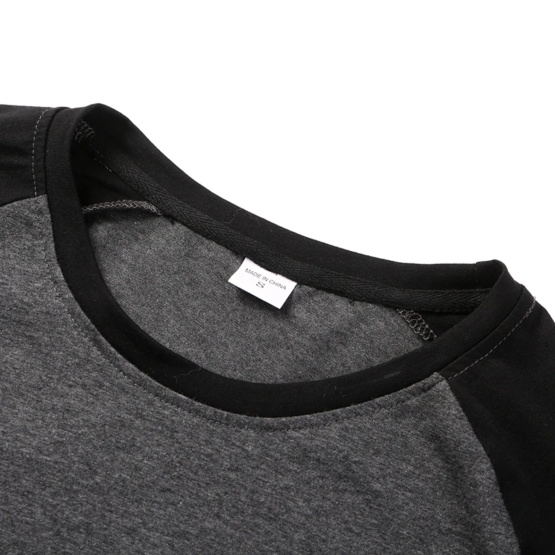 Men s Basic Fall T-shirt Long Sleeve Contrast Color O-Neck Casual Slim Fit Basic Tops