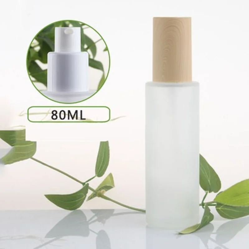 

Матовая/зеленая/синяя стеклянная бутылка 80 мл, сыворотка с деревянной крышкой/лосьон/эмульсия/основа под макияж/гель, косметическая упаковка для кожи