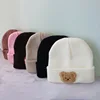 Korean Baby Autumn Winter Hat Cute Bear Knitted Warm Newborn Cap Infant Beanie Solid Color Baby Girl Boy Soft Crochet Hats 2