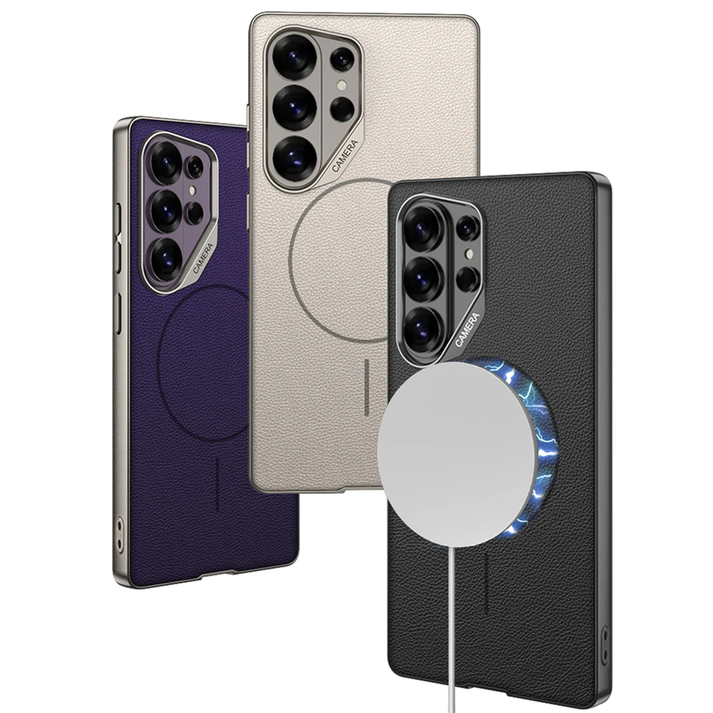 Magnetic Leather Thin Matte Phone Case with Magsafe Compatibility - Wireless Charging Shockproof Cover