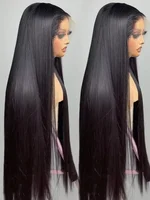 Meilleur Choix Perruques Lace Front Extra Longues de 40 Pouces, Lisses comme des Baguettes, Volume Complet 250%, Cheveux Humains Brésiliens, Design de Dentelle HD Transparente 13x6, Perruques Frontales 13x4, Cheveux Lisses et Soyeux, Closure Noire, Installation Facile, Perruques de Fête pour Femmes 5
