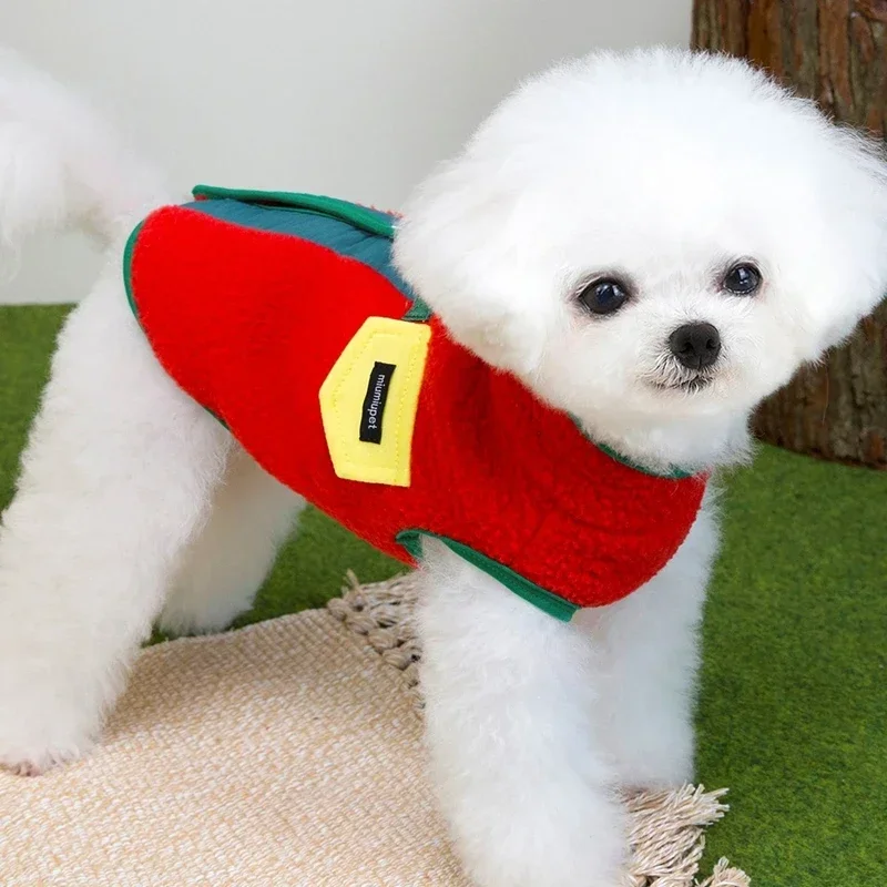 따뜻한 가을 겨울 강아지 옷 소형견 애완동물 의류 테디 비숑 다용도 방한 투 레그 코트 풀링 하네스