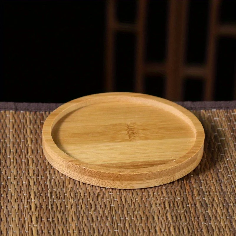 1pc Kung Fu Tea Ceremony Bamboo Coaster Heat Insulation Mat Bamboo Round Wooden Coaster Thermal Insulation Pads