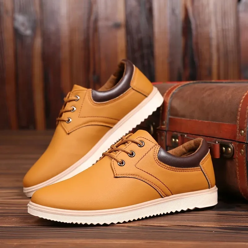 

Leather Men Shoes Sneakers Trend Casual Shoe Italian Breathable Leisure Male Sneakers Non-slip Footwear Men Vulcanized Shoes