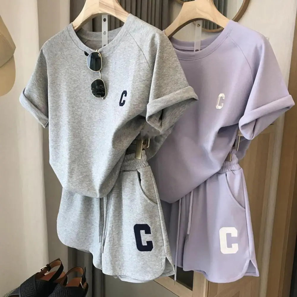 Summer Clothing For Women Loose Casual Sports Wide Leg Shorts Two Piece Sets Womens Outifits Korean Fashion Solid Outifits