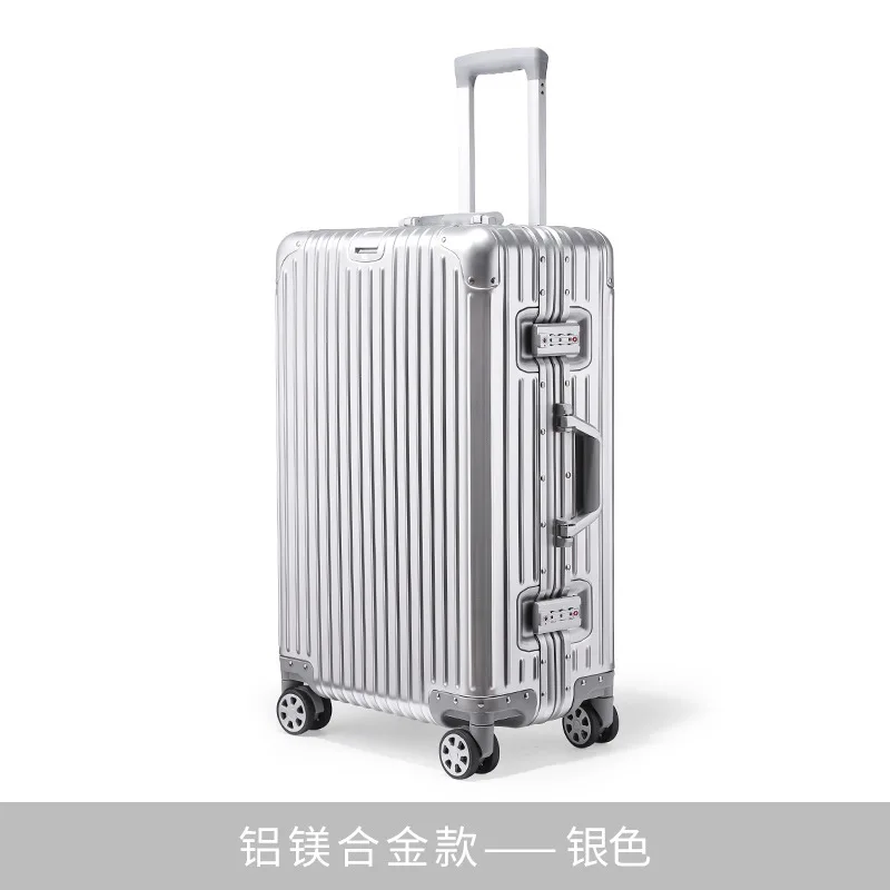 PLUENLI All-Aluminum Magnesium Alloy Trolley Case Female Business Travel Luggage Male Metal Password Suitcase Boarding Bag