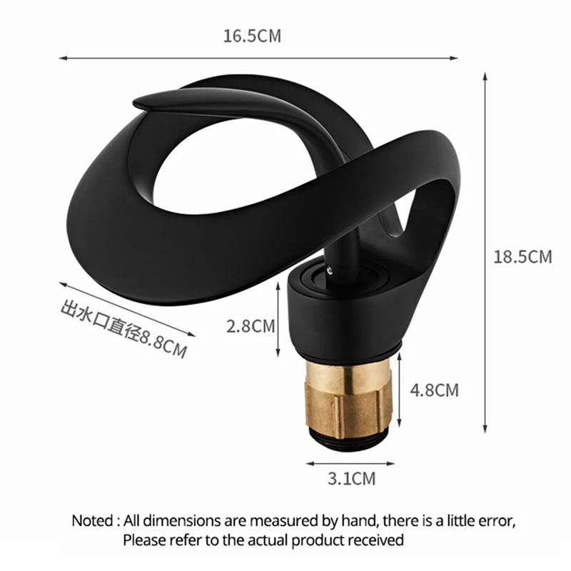 Bathroom Faucet Creative Matte Golden Bathroom Basin Faucet Black Waterfall Vessel Sink
