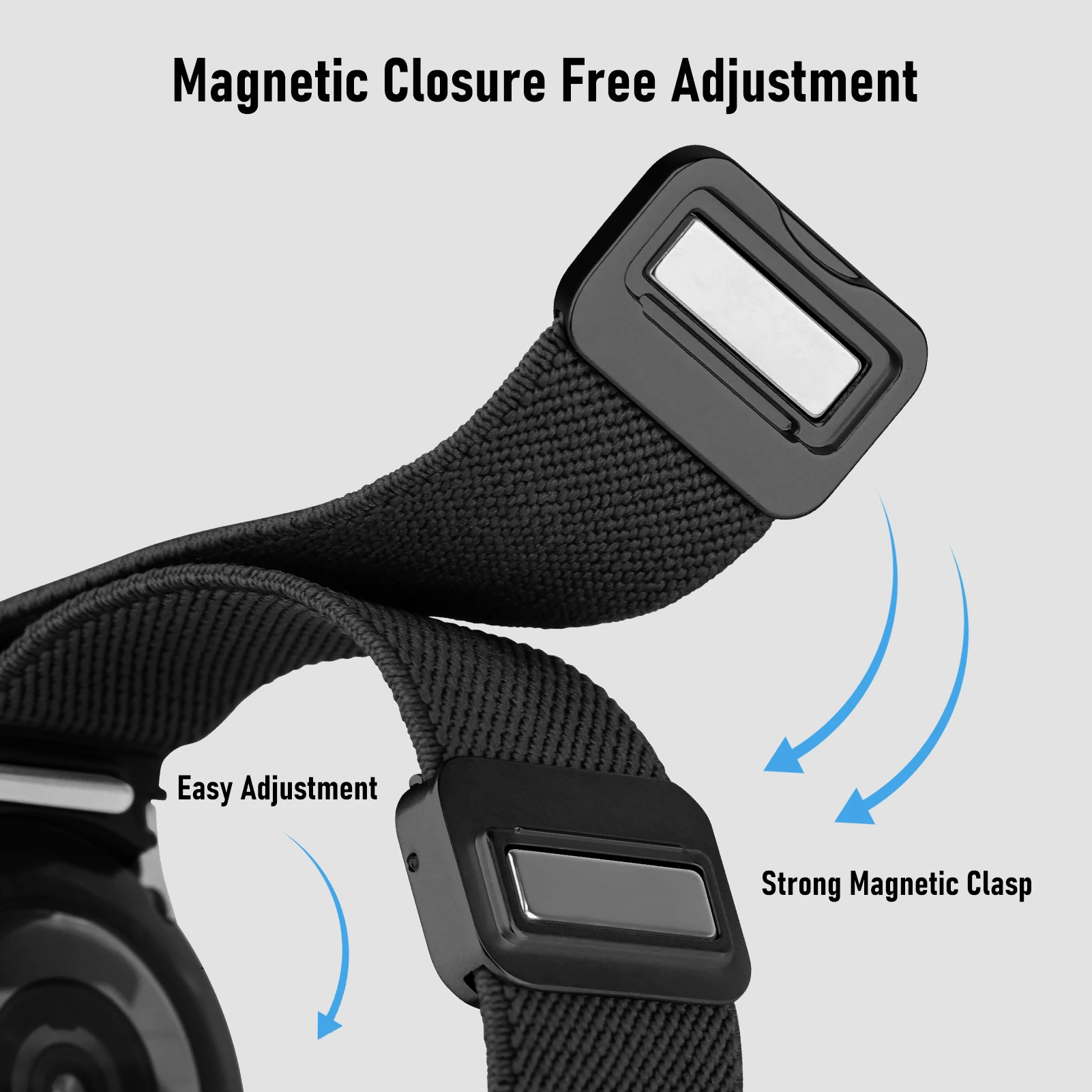 Magnetic Nylon Loop Band - No Gaps Bracelet, 20mm Straps