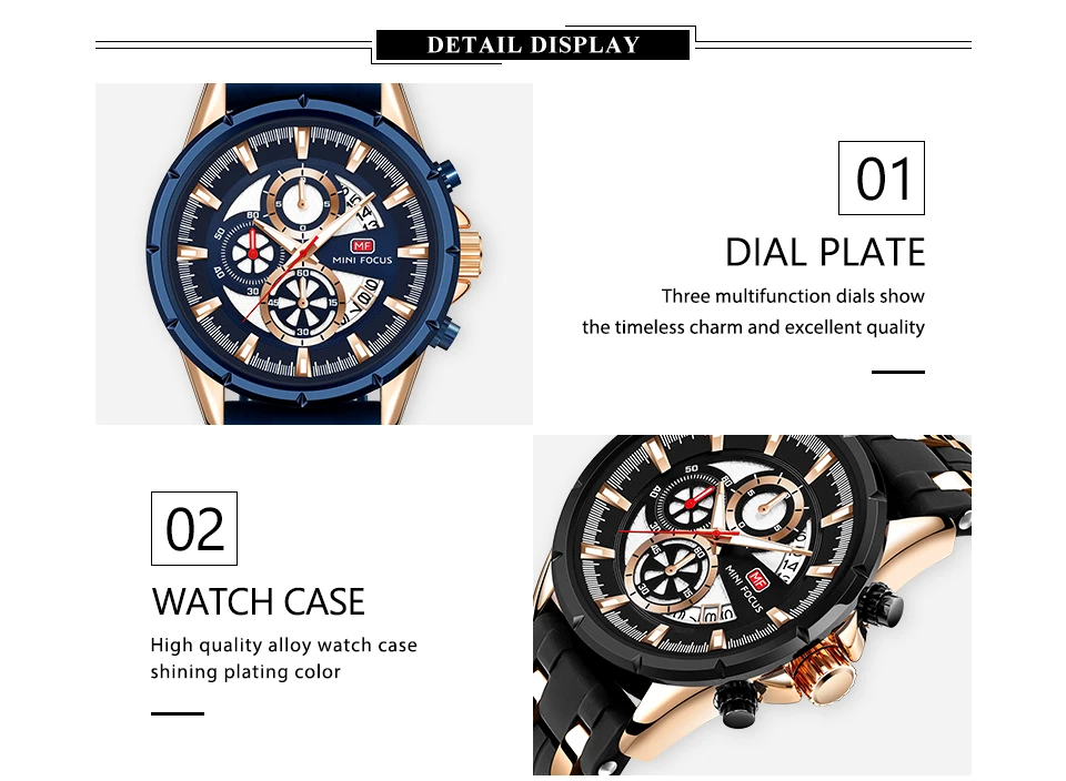 Relógio de quartzo MINI FOCUS para homens à prova d'água_voghion.com