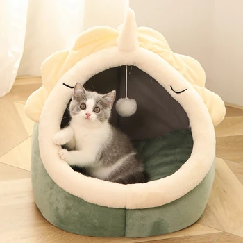 Cat Bed House Kennel Nest Round Pets Sleeping Cave Kitten Beds Pet Basket Cozy Kitten Lounger Cushion Cat House Tent Dog Houses 1