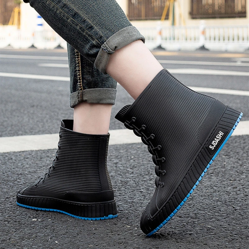 Rain Boots for Couples Rubber Shoes Waterproof Ankle Galoshes Husband Fishing Boots Garden Work Safety Shoes Insulated Footwear