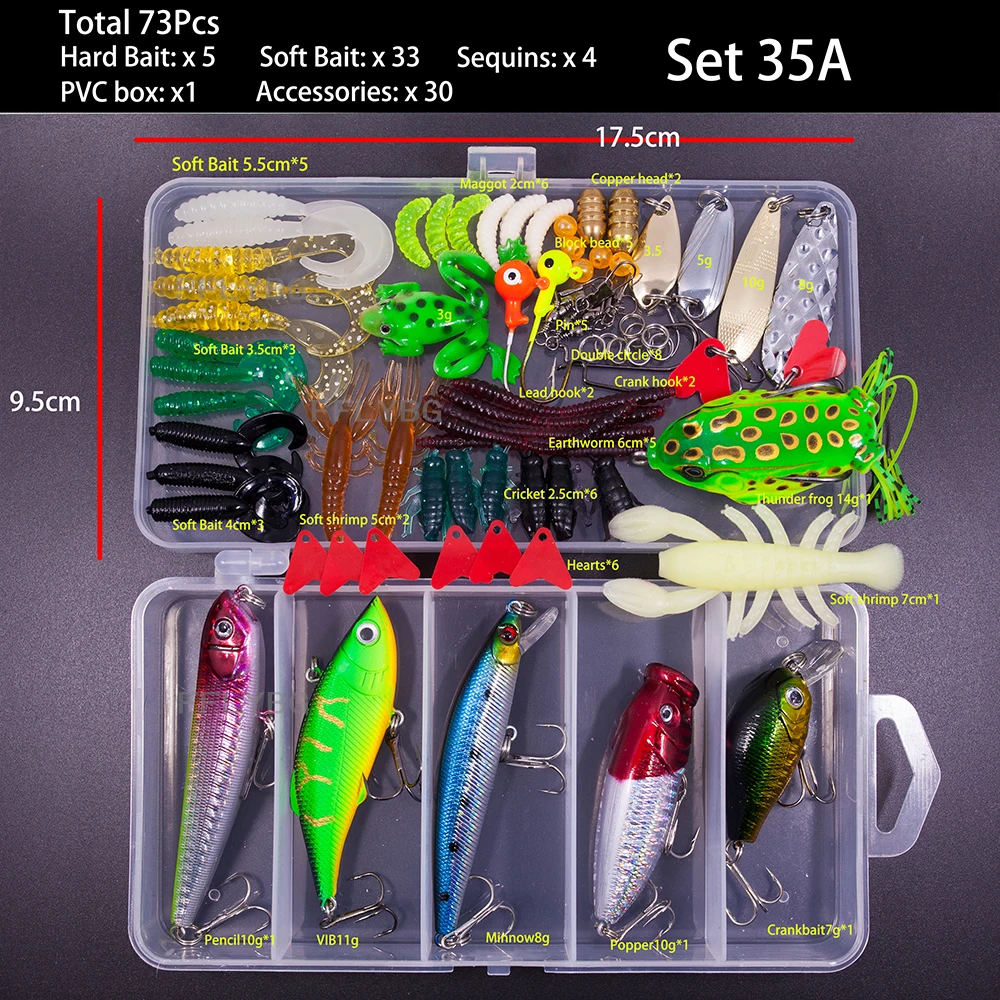 FFLYBG New Mixed Fishing Lure Set Soft and Hard Bait Kit Minnow Metal Jig  Spoon Tackle Accessories with Box For Bass Pike Crank - AliExpress