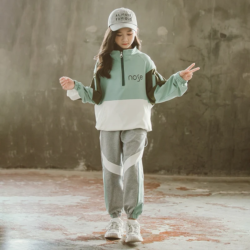 Conjunto de ropa deportiva para chándal de cuello semialto con letras y cremallera para adolescentes, Moda de Primavera y otoño, 2023 - AliExpress Madre y niños