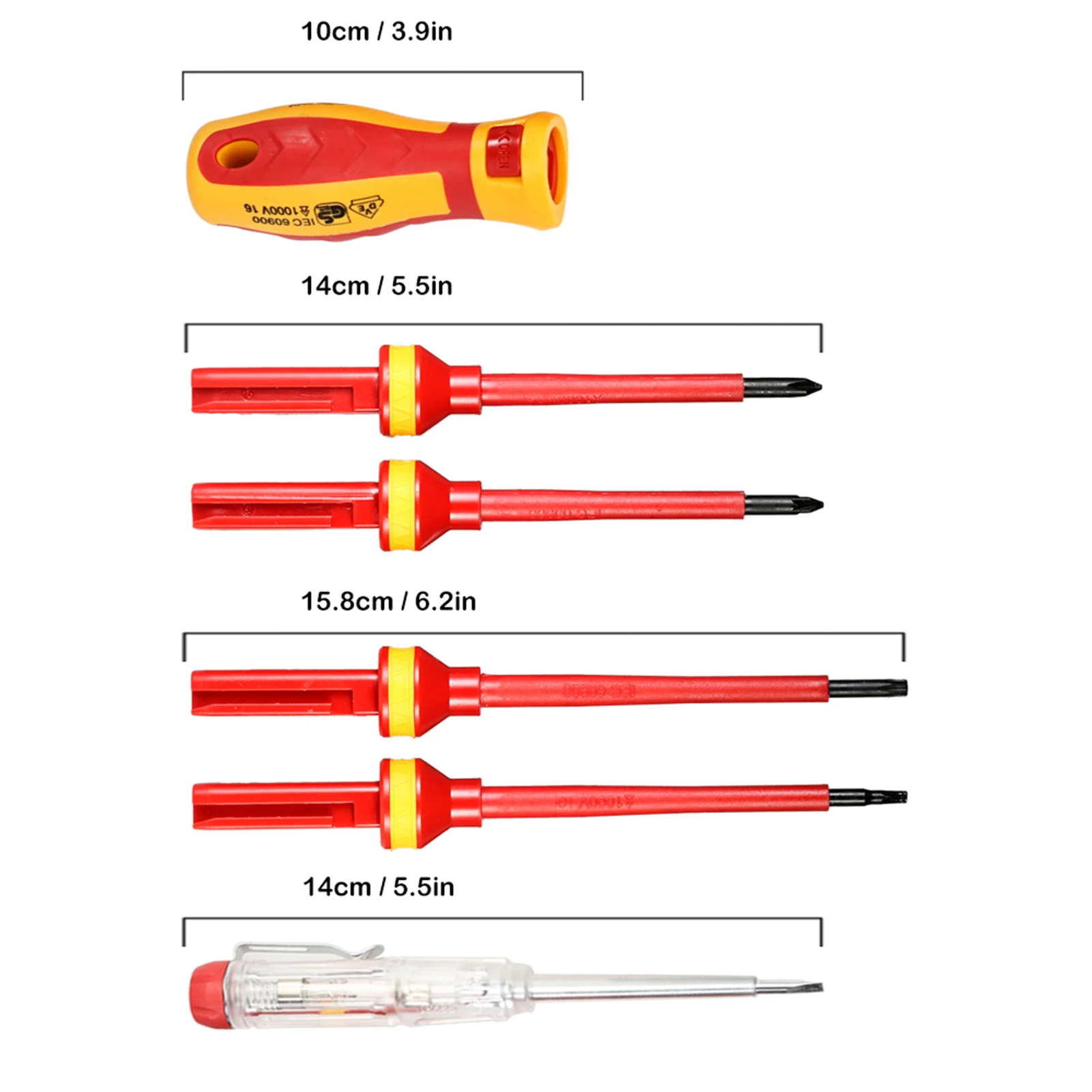 Kreuzschlitz-Schraubendreher-Schraubendreher-Set, isoliert, starke magnetische Bits, Elektriker, manuelle Reparaturwerkzeuge, Schlitzschraubendreher – Detail 6